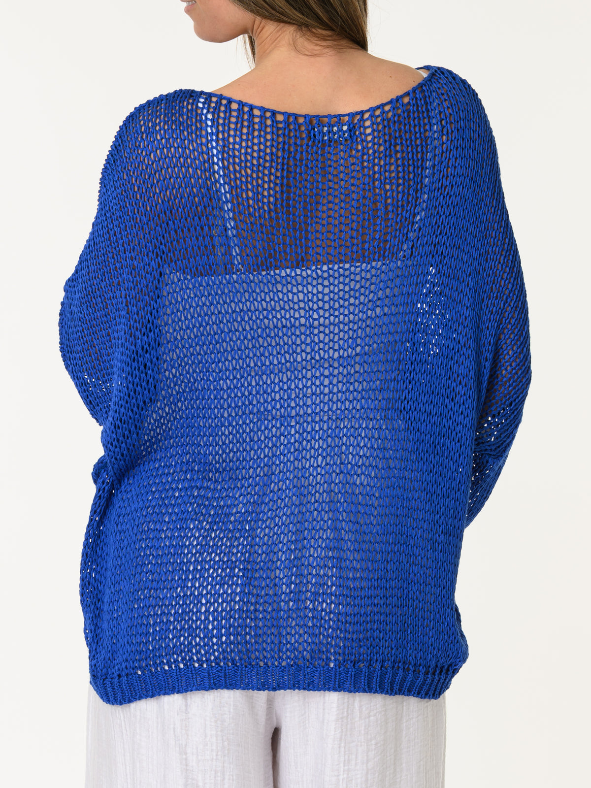 Chandail bleu électrique en mailles