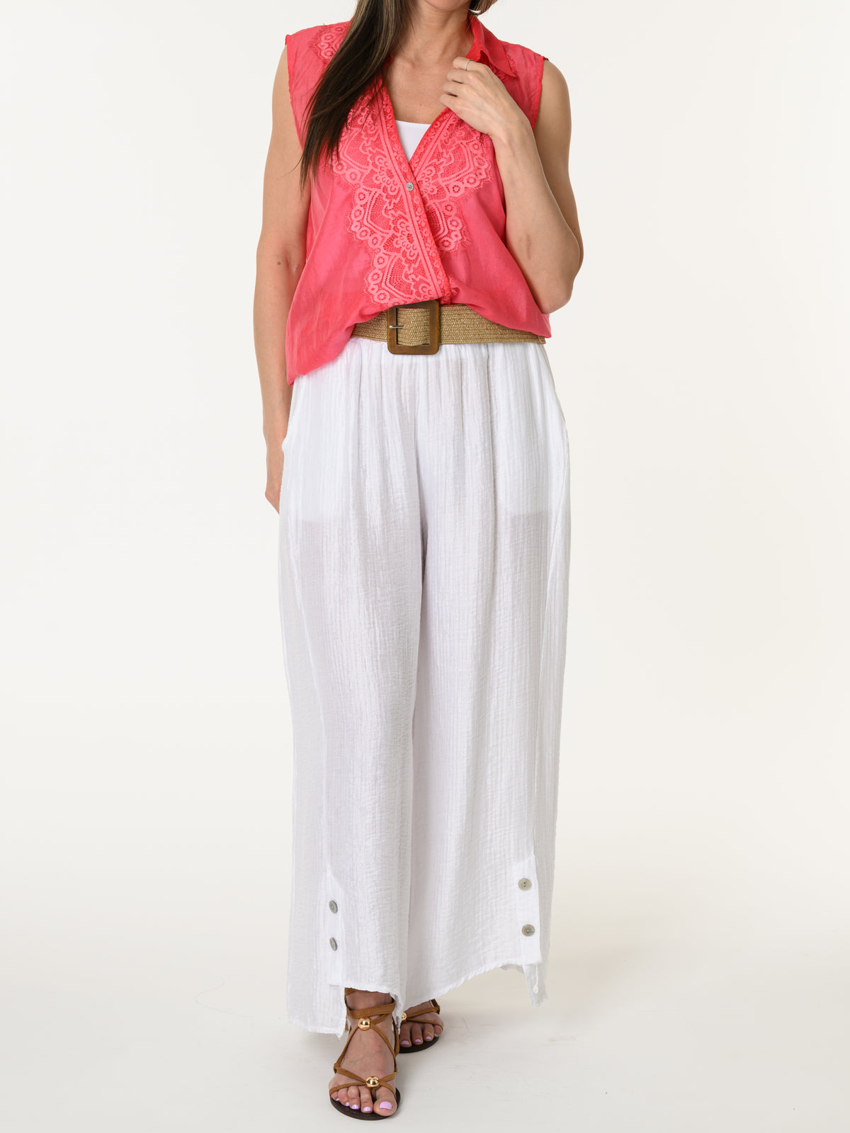 Camisole rouge avec dentelle