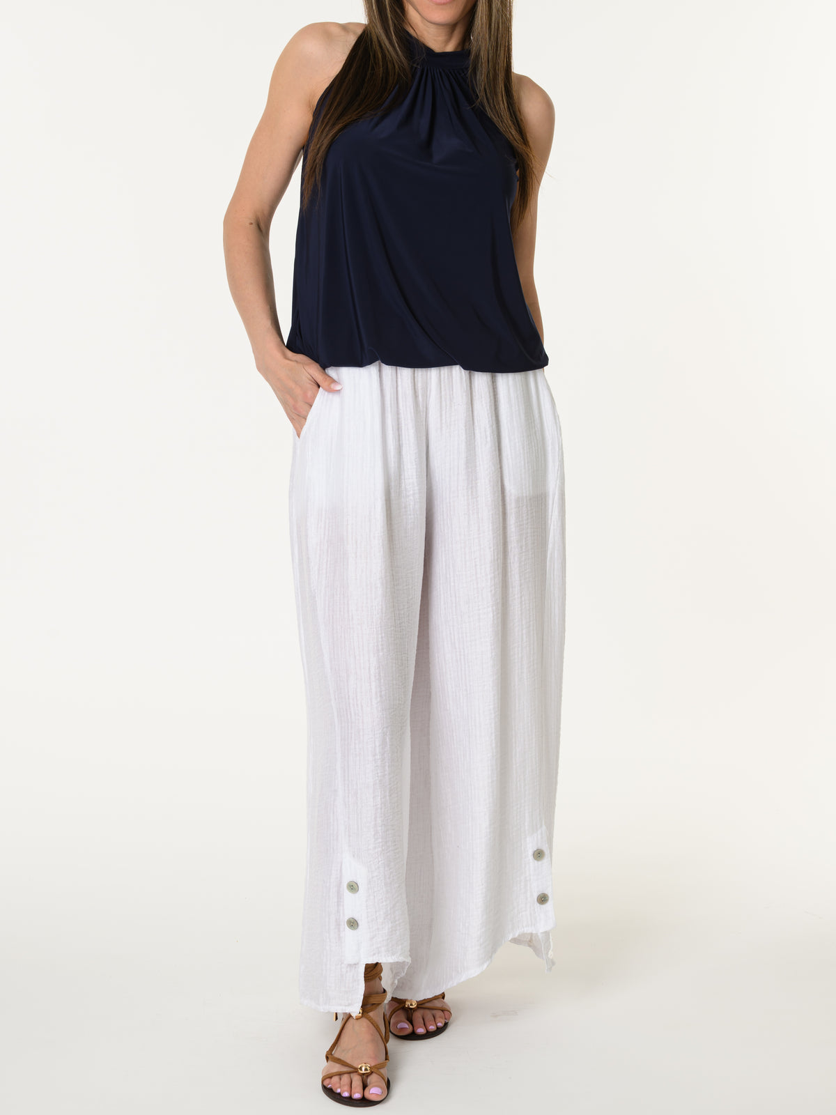 Camisole marine avec col montant