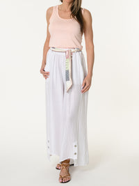 Pantalon palazzo blanc avec ceinture