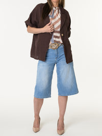 Camisole beige avec imprimé géométrique brun