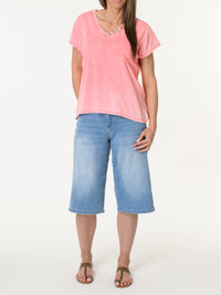 T-shirt corail avec poche