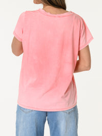 T-shirt corail avec poche