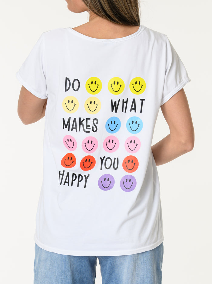T-shirt blanc ''Do what makes you happy''