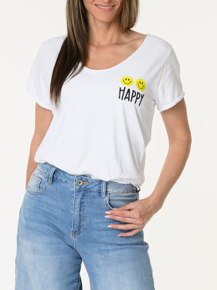 T-shirt blanc ''Do what makes you happy''