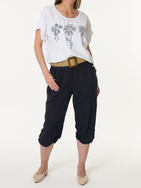 T-shirt blanc avec imprimé floral marine