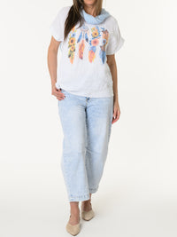 T-shirt blanc avec imprimé bohème