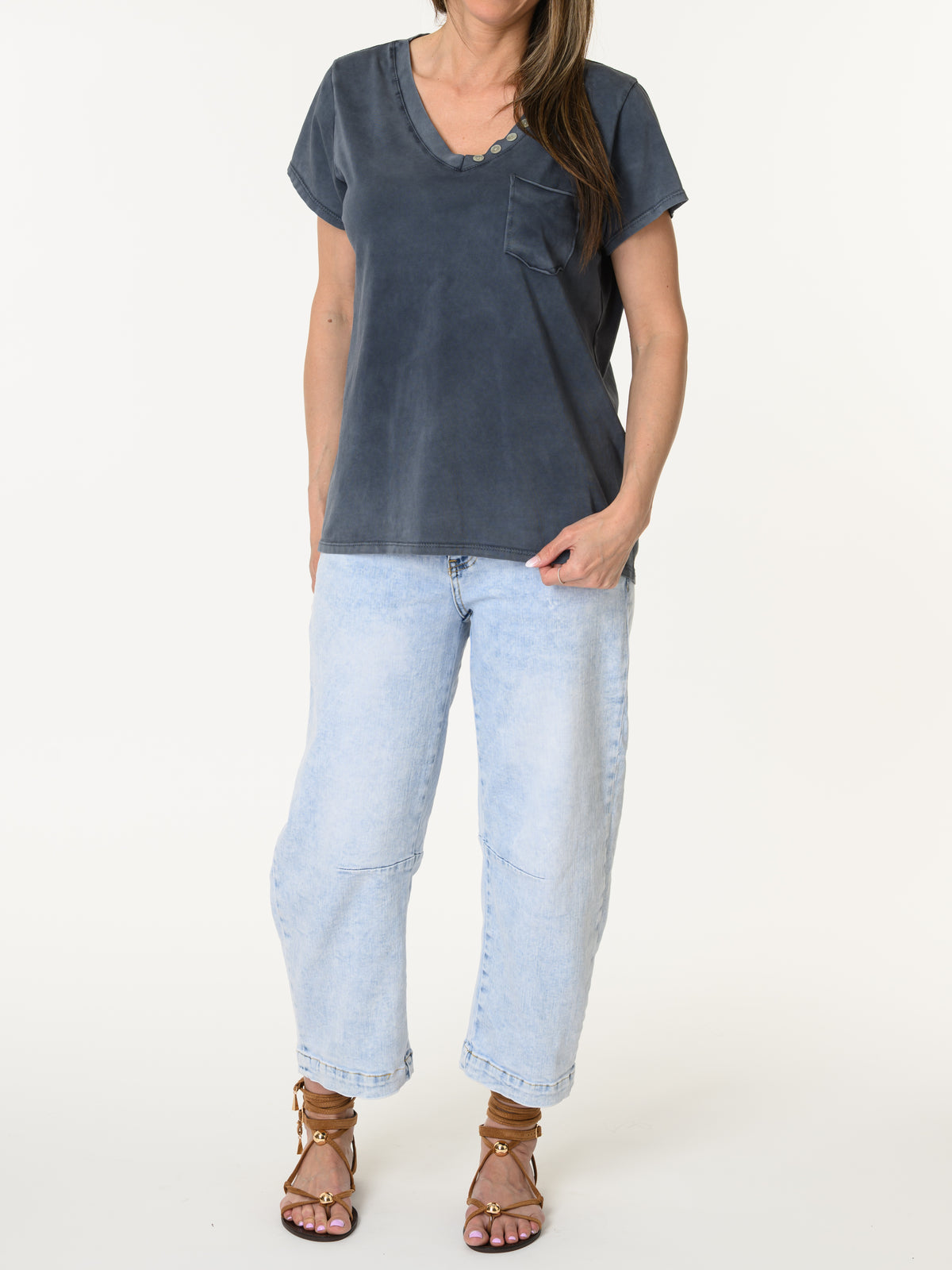 T-shirt marine avec poche