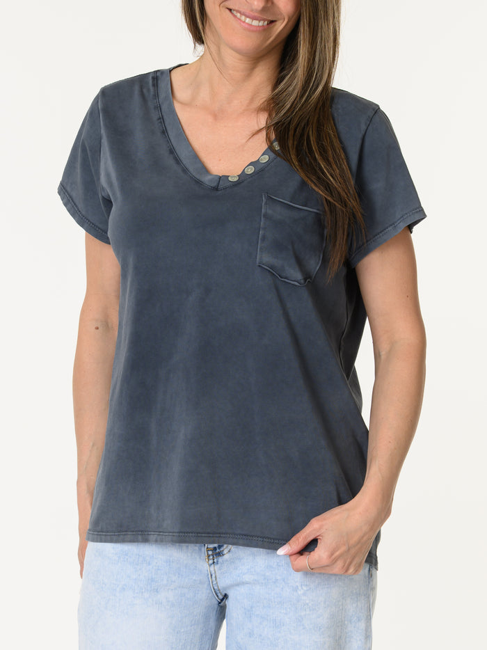 T-shirt marine avec poche