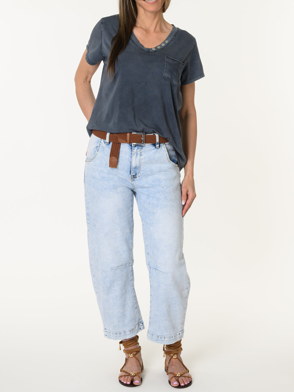 T-shirt marine avec poche