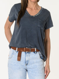 T-shirt marine avec poche