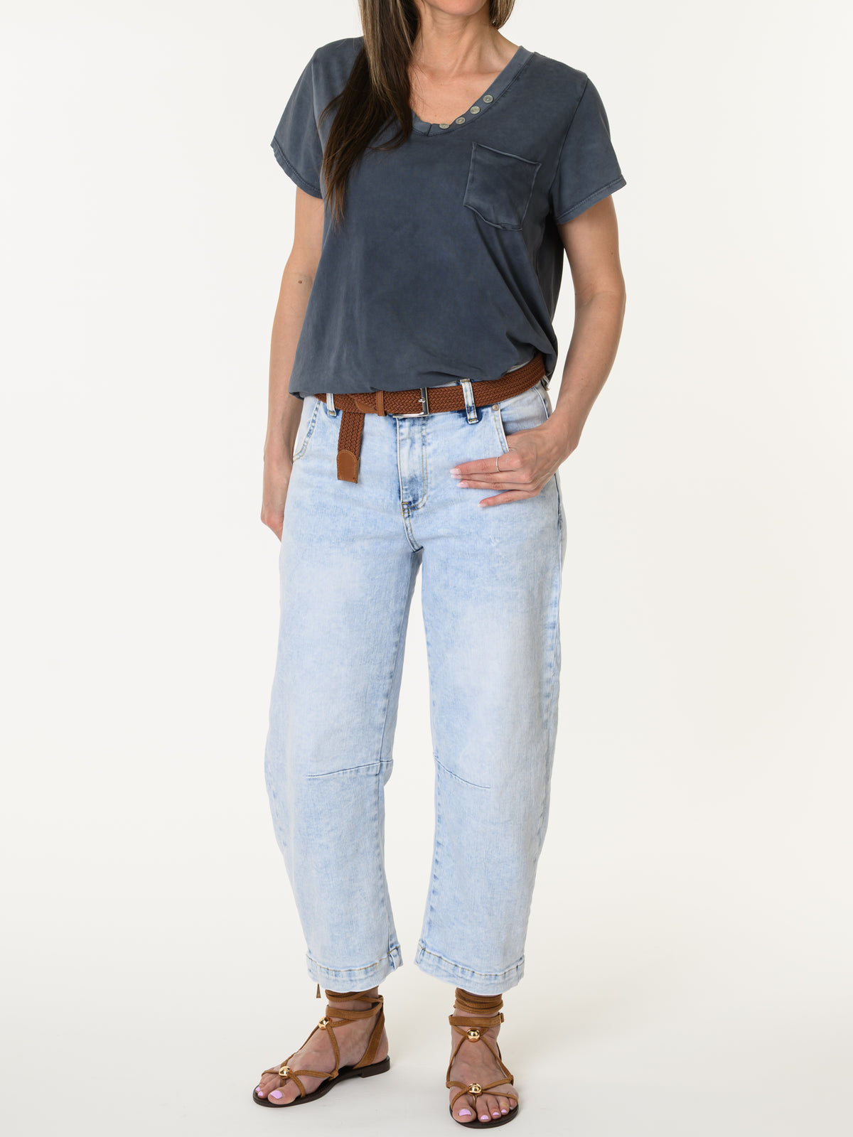 T-shirt marine avec poche