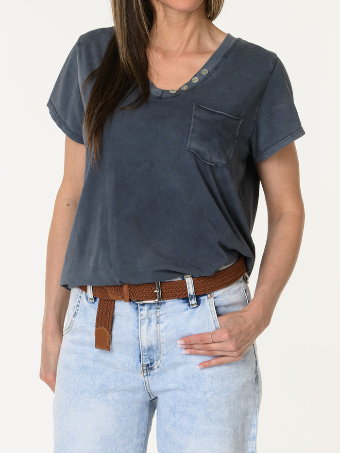 T-shirt marine avec poche