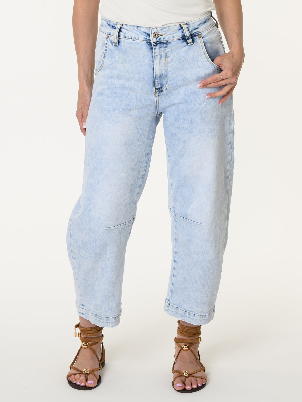 Jeans baggy bleu pâle 7/8