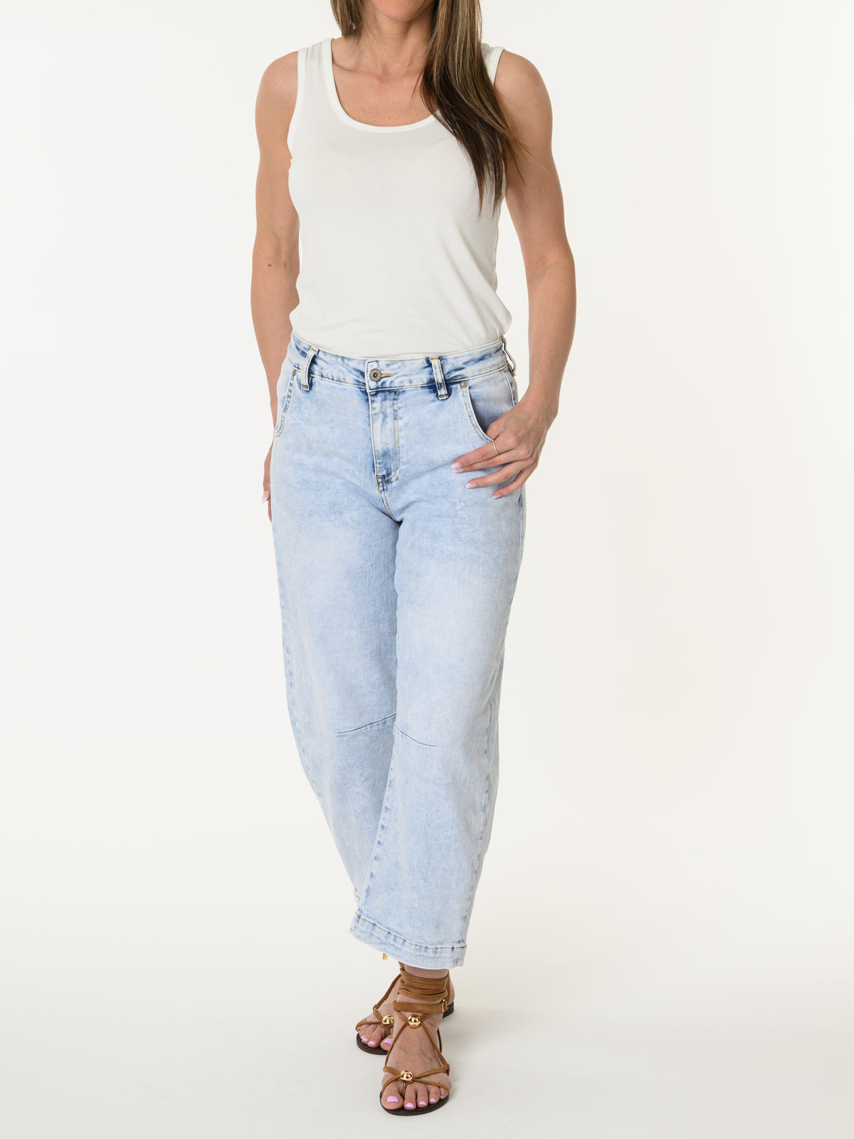 Jeans baggy bleu pâle 7/8