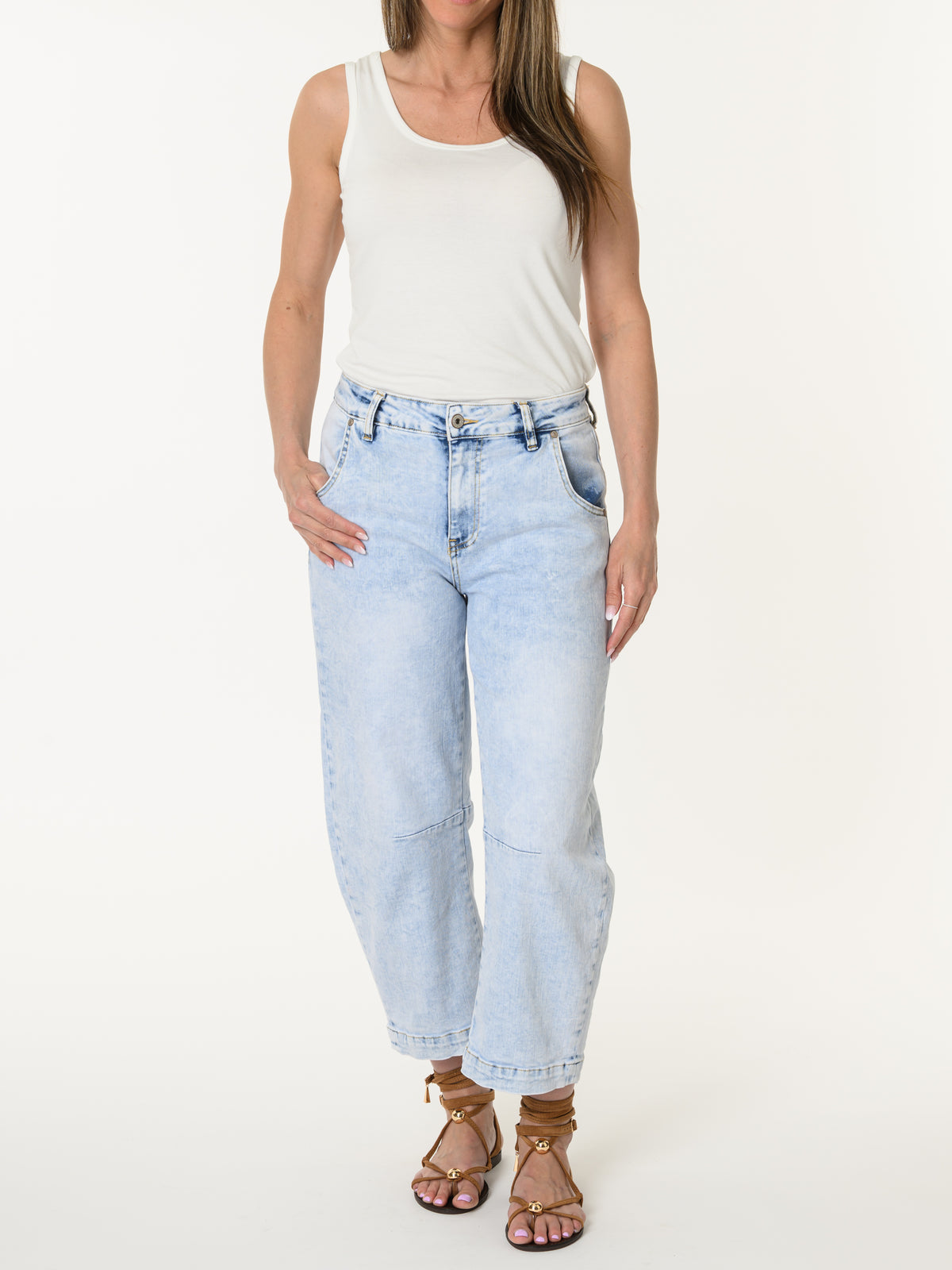 Jeans baggy bleu pâle 7/8