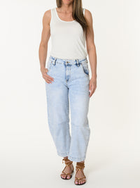 Jeans baggy bleu pâle 7/8