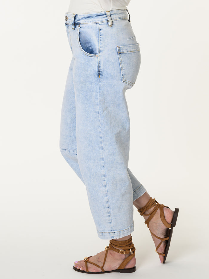 Jeans baggy bleu pâle 7/8