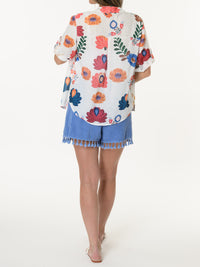 Chemise blanche avec imprimé floral multicolore