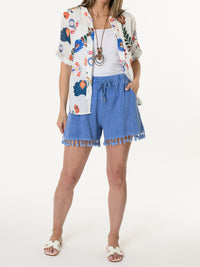 Chemise blanche avec imprimé floral multicolore