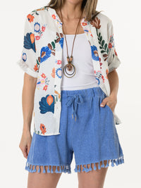 Chemise blanche avec imprimé floral multicolore