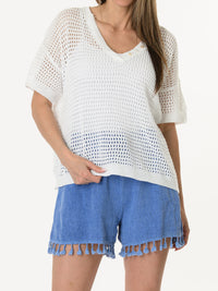 T-shirt blanc en mailles