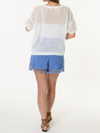 T-shirt blanc en mailles