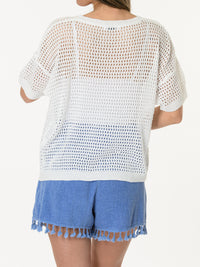 T-shirt blanc en mailles