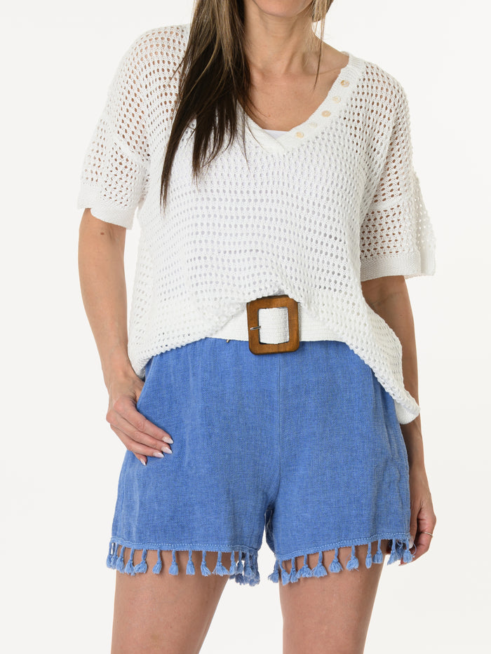T-shirt blanc en mailles