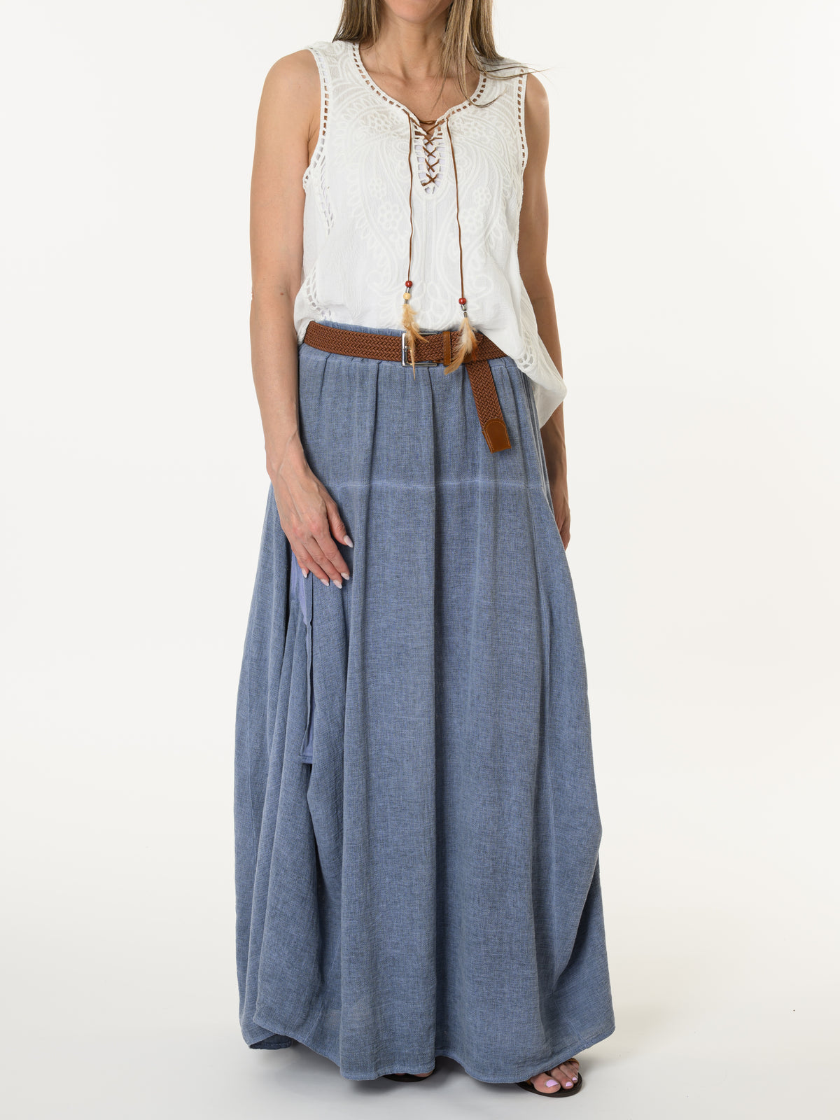 Camisole blanche bohème avec broderie