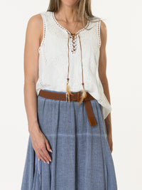 Camisole blanche bohème avec broderie