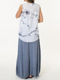 Camisole blanche avec imprimé de fleurs abstraites