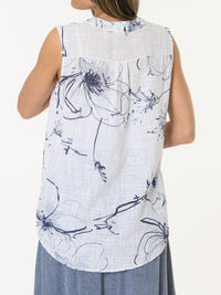 Camisole blanche avec imprimé de fleurs abstraites
