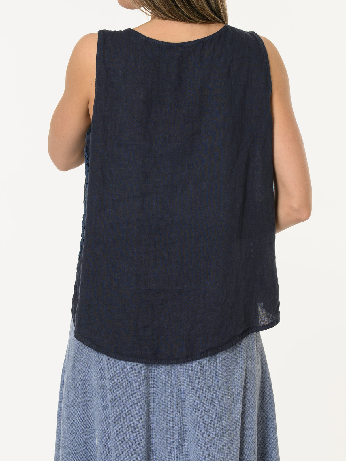 Camisole marine avec dentelle sur le côté