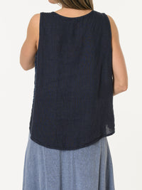Camisole marine avec dentelle sur le côté