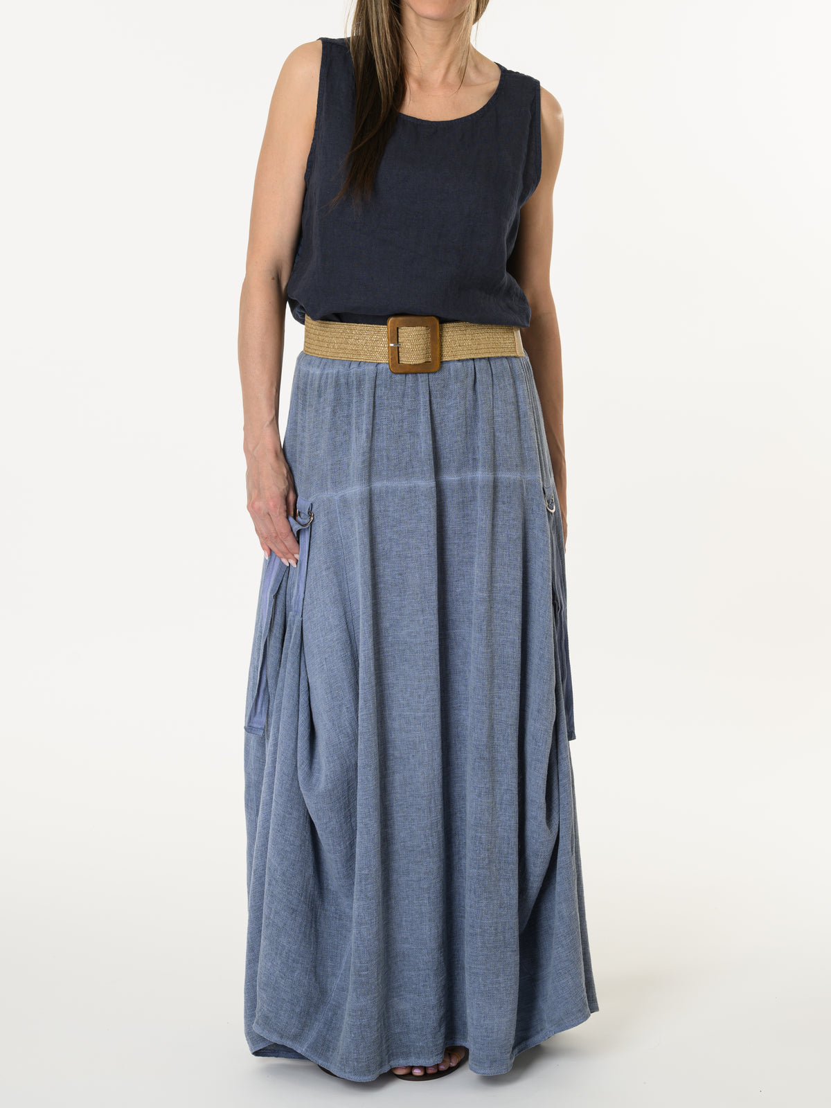 Camisole marine avec dentelle sur le côté