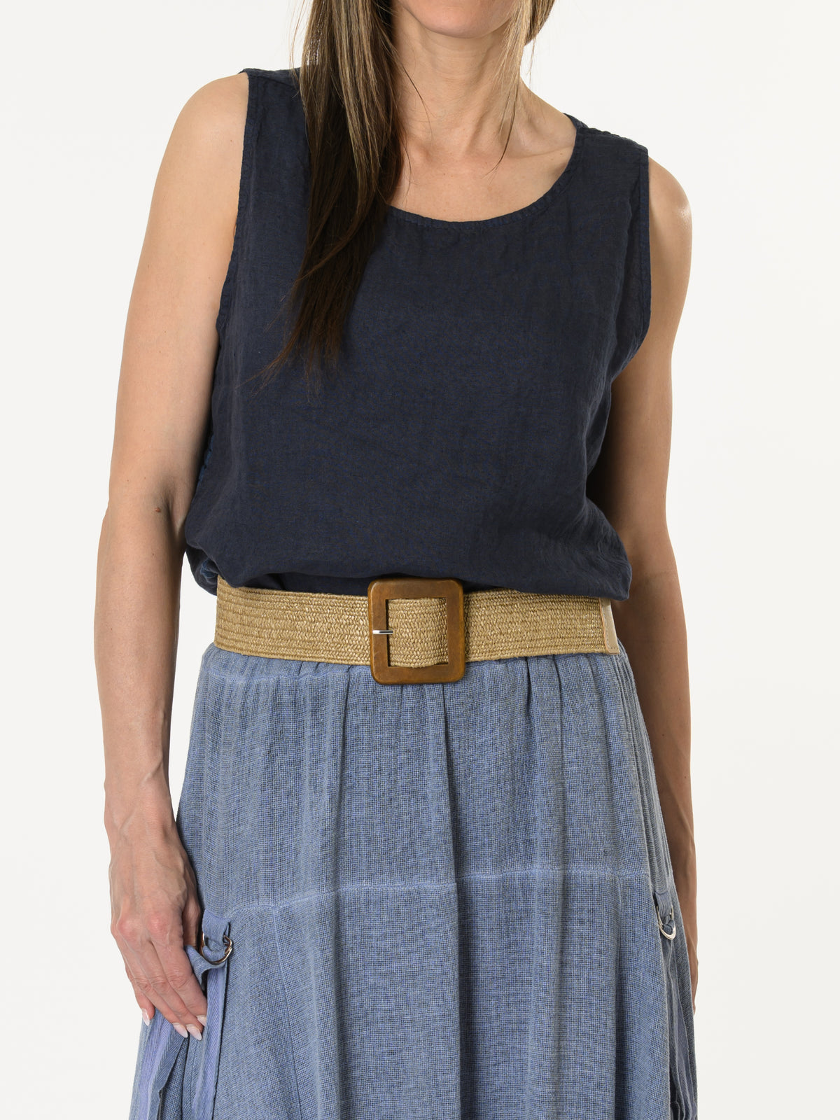 Camisole marine avec dentelle sur le côté