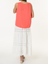 Camisole corail avec dentelle sur le côté