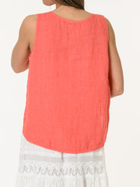 Camisole corail avec dentelle sur le côté