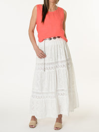 Camisole corail avec dentelle sur le côté