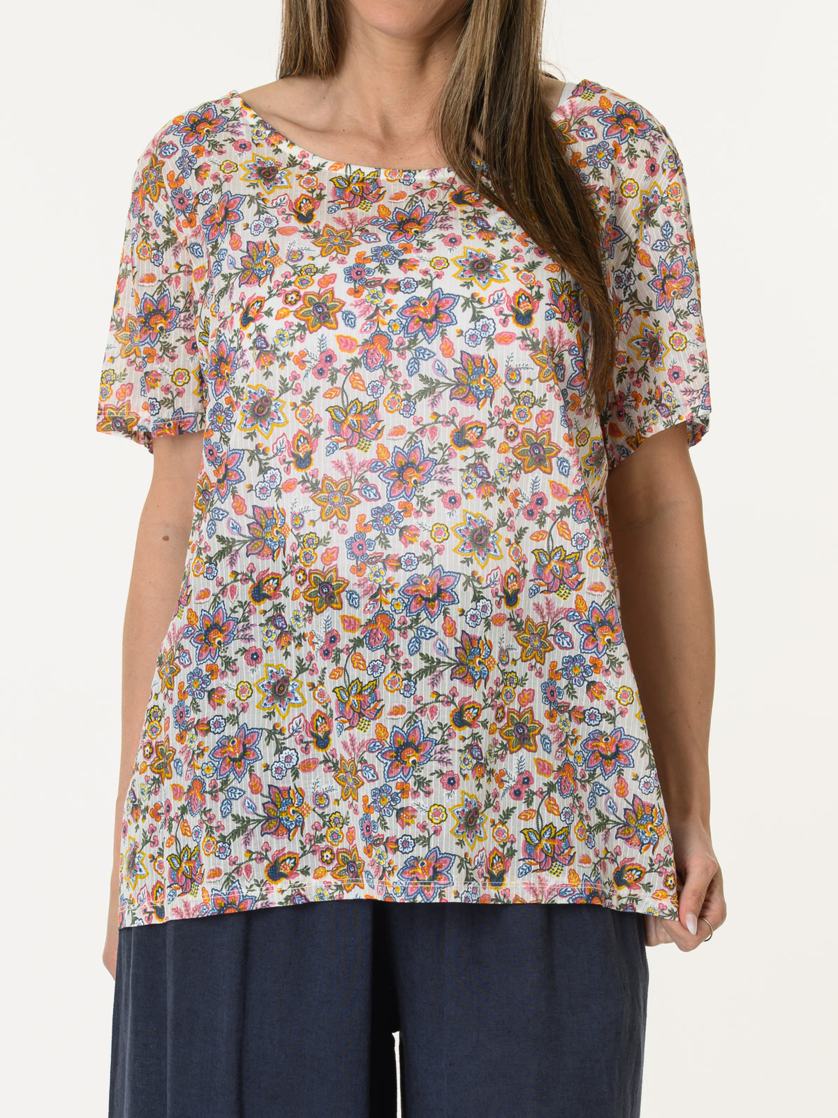 T-shirt floral avec transparence