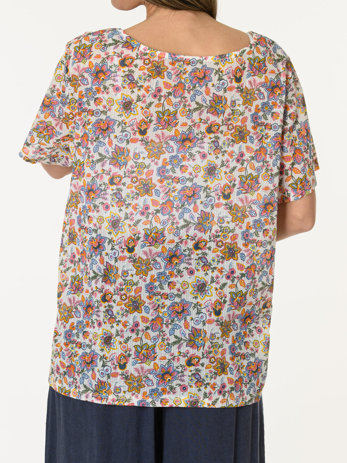 T-shirt floral avec transparence