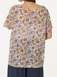 T-shirt floral avec transparence