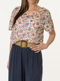 T-shirt floral avec transparence