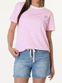 T-shirt rayé blanc et rose Now Or Never