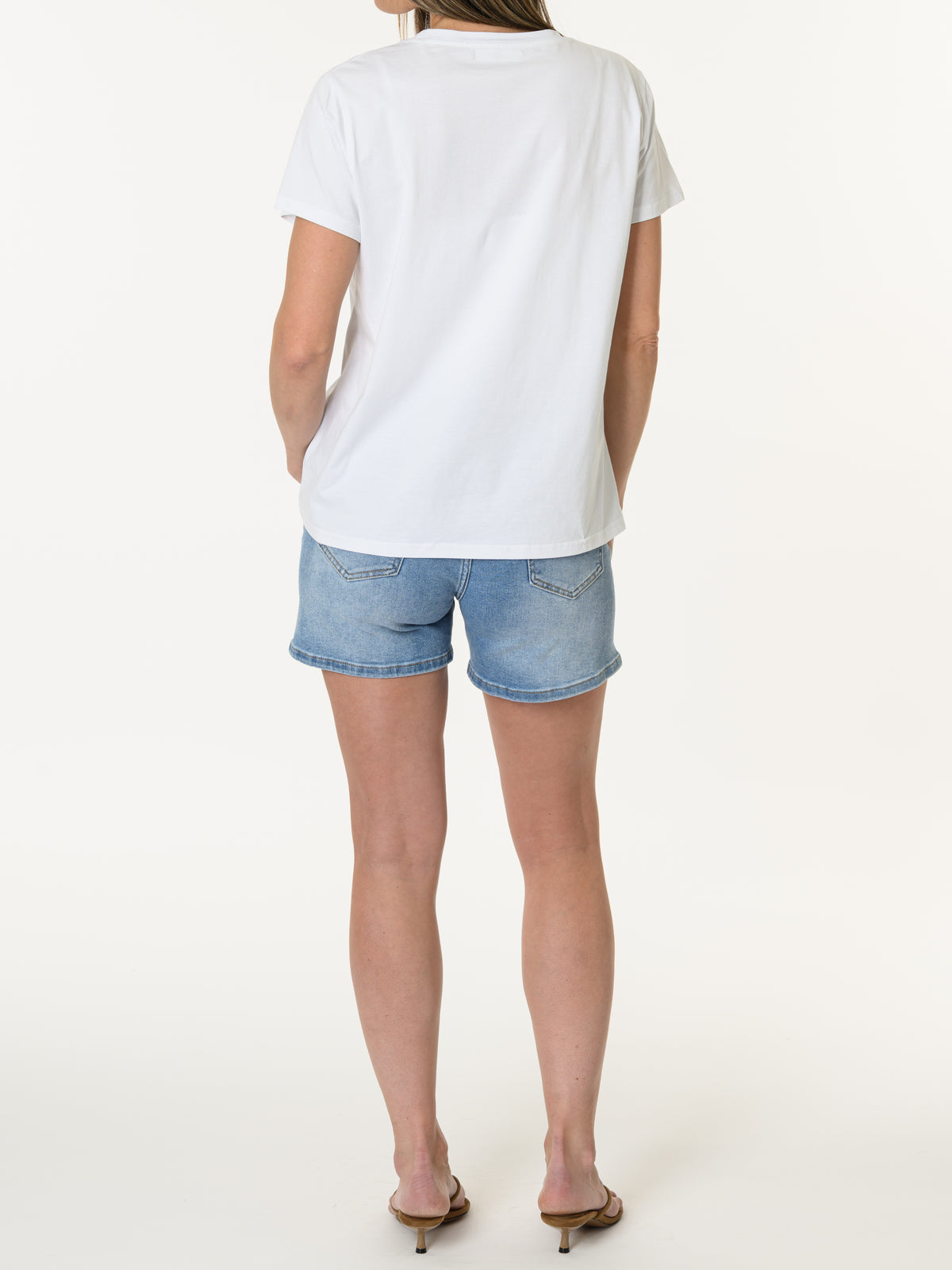 T-shirt blanc et aqua motif teckel