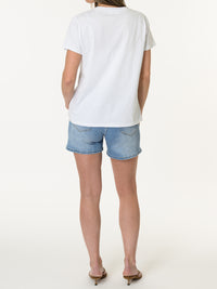 T-shirt blanc et aqua motif teckel