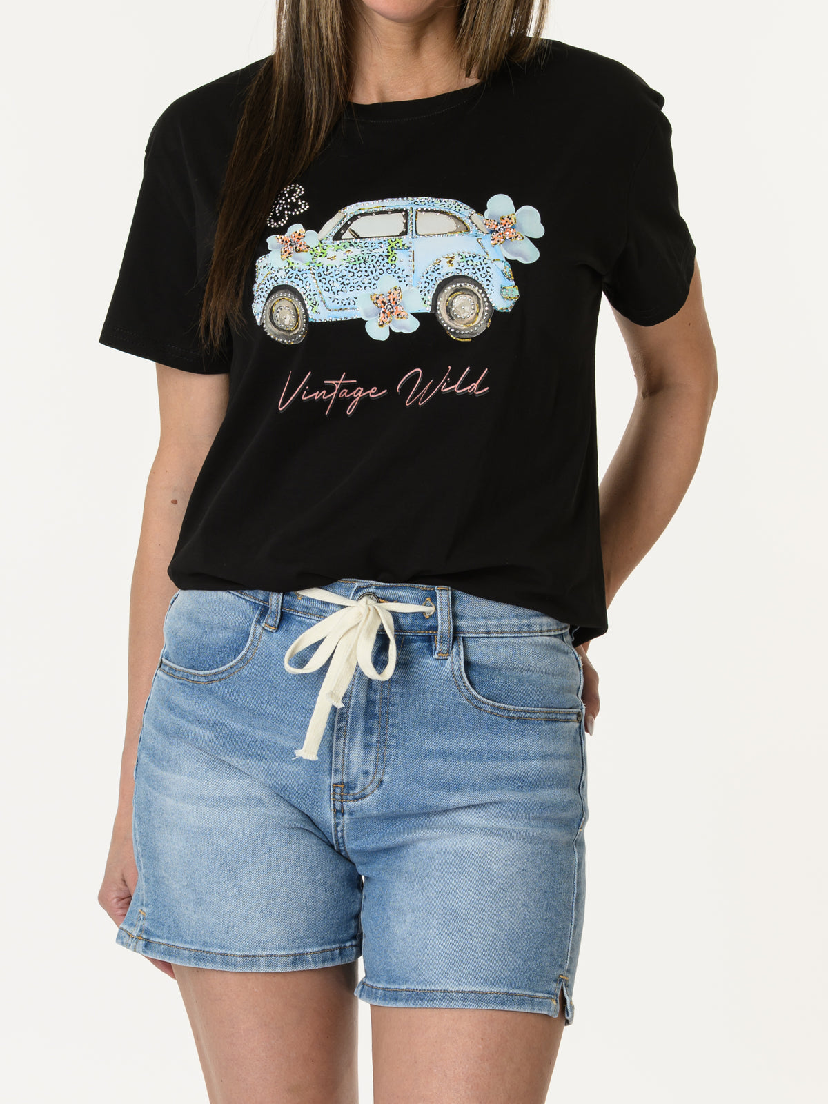 Nouveautés - T-shirt noir et bleu ''Vintage Wild''