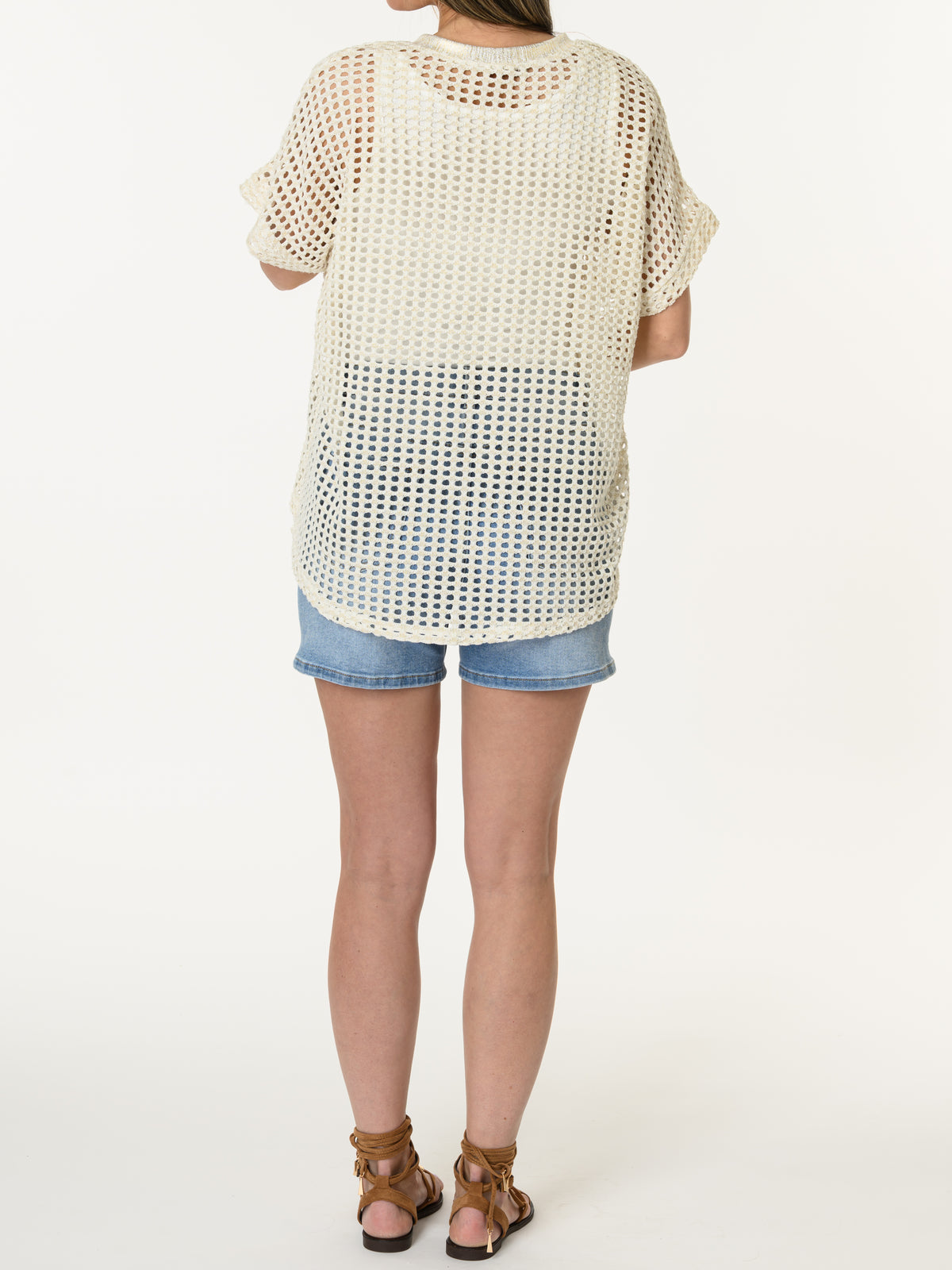 T-shirt beige en mailles ''Gratitude''