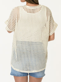 T-shirt beige en mailles ''Gratitude''
